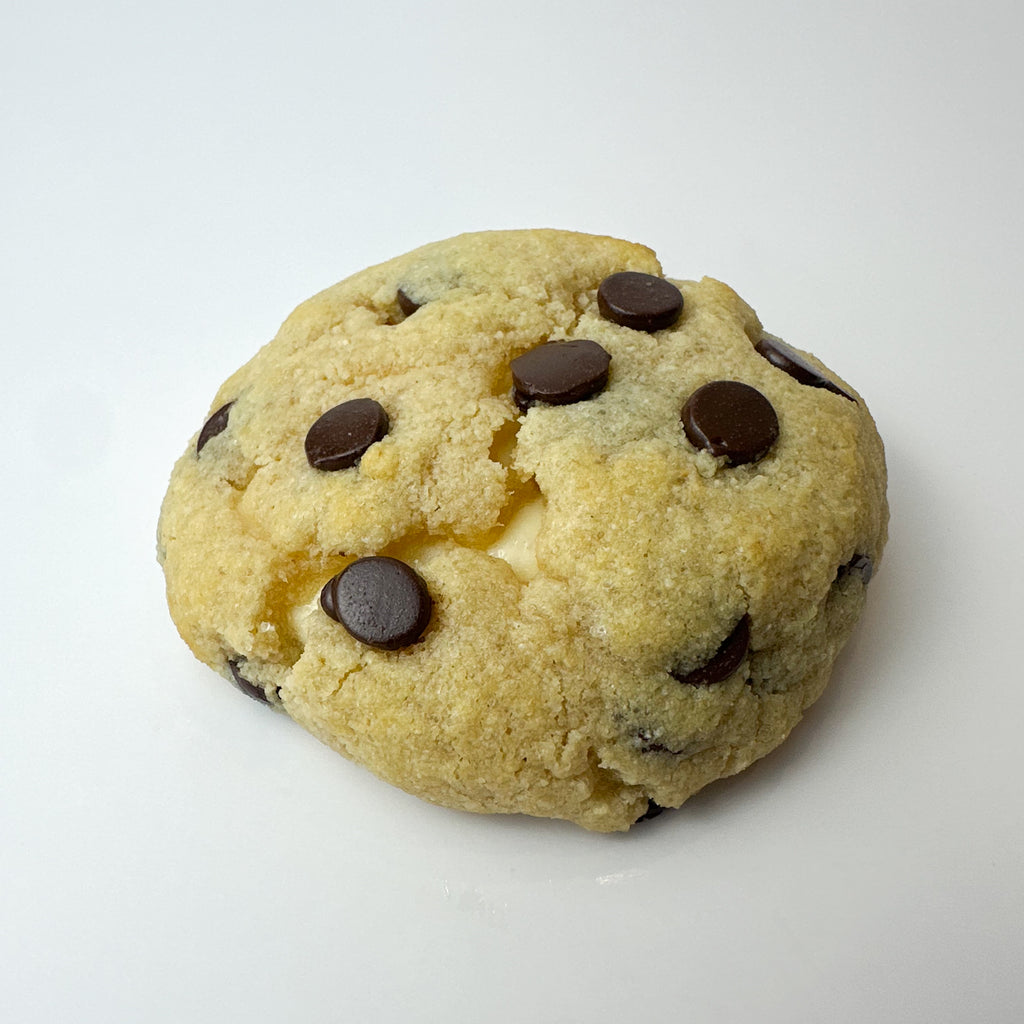 Low Carb Chocolate Chip Cheesecake stuffed cookie